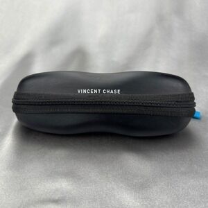 Vincent Chase Black Zippered Hard Shell Eyeglasses Case Blue Interior Travel